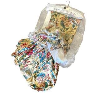 Ralph Lauren Tangier King Size Ruffled Bedskirt Yellow Multi Floral Like New